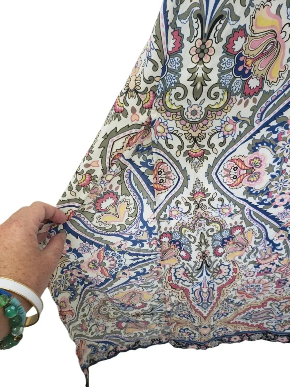 Chico's Paisley Floral Print Tunic Long Sleeve Button Front Shirt Blouse Duster - Picture 7 of 13